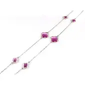 Sophie model Fiori gesloten klavers collier in zilver felroze klavers
