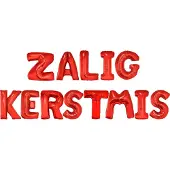 Funny fashion Folie ballonset rood met letters ZALIG KERTMIS 41 cm