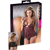Erotic Treasure Bordeaux rode babydoll jurkje met glitters