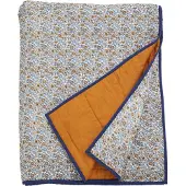 Nordal Cosmo plaid blauwe bloemen en oranje / bruine achter