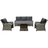 AVH-Collectie Bilbao stoel bank dining loungeset 4 delig grijs verstelbare tafel