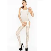 Erotic Treasure Passion Catsuit - Jarretel effect - Wit