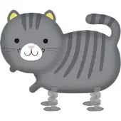 Muovijalelu Walking ballon kat | 52x75cm (wit, zwart en grijs)
