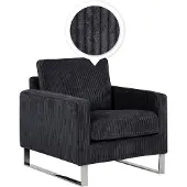 Beliani VIND - Fauteuil - Zwart - Corduroy