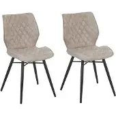 Beliani LISLE - Eetkamerstoel - Beige - Polyester