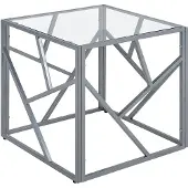 Beliani ORLAND - Bijzettafel - Zilver - Glas