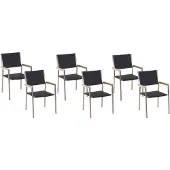 Beliani GROSSETO - Tuinstoel set van 6 - Zwart - PE rotan