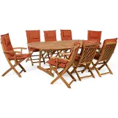 Beliani MAUI - Tuinset voor 8 - Lichte houtkleur/Terracotta - Acaciahout