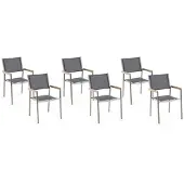 Beliani GROSSETO - Tuinstoel set van 6 - Grijs - Polyester