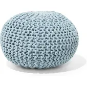 Beliani CONRAD - Poef - Lichtblauw - 50 cm - Katoen