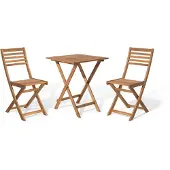 Beliani FIJI - Bistroset voor 2 - Lichte houtkleur - Acaciahout