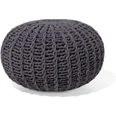 Beliani CONRAD - Poef - Donkergrijs - 50 cm - Katoen