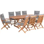 Beliani MAUI - Tuinset voor 8 - Lichte houtkleur/Grijs - Acaciahout