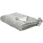 Beliani Plafond, Deken lichtgrijs met pompons 200 x 220 cm SAMUR (200 x 220 cm)