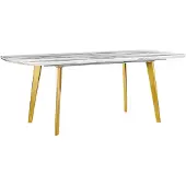 Beliani MOSBY - Uitschuifbare eettafel - Wit/Goud - 90 x 160/200 cm - MDF