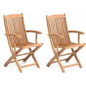 Beliani MAUI - Tuinstoel set van 2 - Lichte houtkleur - Acaciahout