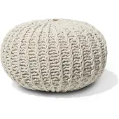 Beliani CONRAD - Poef - Beige - 50 cm - Katoen