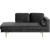 Beliani MIRAMAS - Chaise longue - Zwart - Rechterzijde - Fluweel