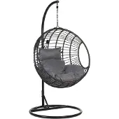 Beliani ASPIO - Hangstoel met standaard - Zwart - PE rotan