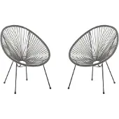 Beliani ACAPULCO II - Tuinstoel set van 2 - Donkergrijs - PE rotan