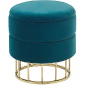 Beliani ELGIN - Poef - Blauw - 37 cm - Fluweel