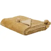 Beliani Plafond, Deken mosterdgeel met pompons 200 x 220 cm SAITLER (200 x 220 cm)