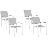 Beliani PERETA - Tuinstoel set van 4 - Grijs - Aluminium