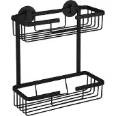 Differnz Zelfklevend Doucherek Gun Metal – Douchemand – Hangend Rechthoek – 2 Lagen – Doucherekje zonder Boren - Aluminium - 25 x 11.6 x 30 cm