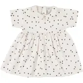 Trixie jurk druppeltjes meisjes katoen wit/blauw