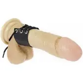 Rimba - Leren Penis Strap Met Vetersluiting - Verstelbaar - Zwart
