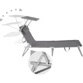 TecTake - Zonnestoel Chloe - set van 2 ligbedden - grijs - 403414