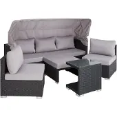 TecTake - Wicker loungeset loungebank tuinset San Marino - zwart - 403426