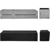 TecTake 2 luxe wicker ligbedden met tafel - incl. beschermhoes - lichtgrijs - 403770