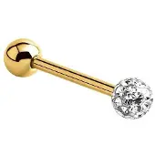 Lucardi Dames Tongpiercing barbell kristal - Piercing - Cadeau - Staal - Goudkleurig