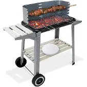 Deuba BBQ met Wielen Zilver Metaal 83x44x87cm