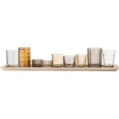 Bloomingville Sanga Dienblad met Votief, Bruin, Glas