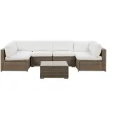 Beliani BELVEDERE - Loungeset voor 6 - Bruin/Wit - PE rotan
