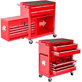 TecTake - Gereedschapswagen werkplaatswagen - verrijdbaar - 10 vakken - rood - 402802