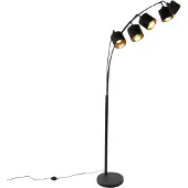TRIO REALITY TOMMY Vloerlamp - Zwart - goudkleur - excl.5xE14 - IP20 - H200cm
