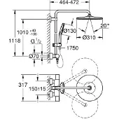 GROHE Rainshower 310, 111,8 cm, 1,75 m, wandmontage