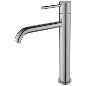 Regn Wastafelkraan Highriser Met Coldstart - Geborsteld Nikkel PVD - Zonder Waste - Messing - Kranen, Wastafelkranen, Opbouw Wastafelkranen
