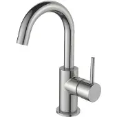 Regn Wastafelkraan Hoog Met Gebogen Uitloop - Geborsteld Nikkel PVD - Zonder Waste - Messing - Kranen, Wastafelkranen, Opbouw Wastafelkranen
