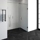 Brauer Void nisdeur 2-delig helder glas 160x200 omkeerbaar met draaideur 70 aan muur incl. glascoating chroom