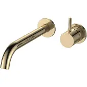 Regn 2-gats Inbouw Wastafelkraan Met Coldstart - Geborsteld Goud PVD - Messing - Kranen, Wastafelkranen, Inbouw Wastafelkranen - 8719689897284