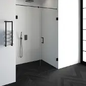 Brauer Void nisdeur 2-delig helder glas 150x200 omkeerbaar met draaideur 70 aan muur incl. glascoating mat zwart