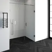 Brauer Void nisdeur 2-delig helder glas 150x200 omkeerbaar met draaideur 70 aan muur incl. glascoating chroom
