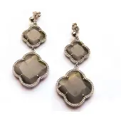 Sophie model Double Fiori groot oorringen in zilver donkergrijs