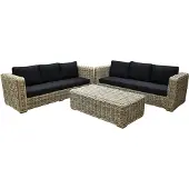 AVH-Collectie Nissah 2,5-zits bank loungeset 3-delig rotan