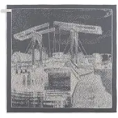 Knit Factory Brug Keukendoek - Ecru/Med Grey - 50x50 cm