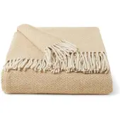 Malagoon Beige Structure Recycled Wool Plaid 125 x 150 cm